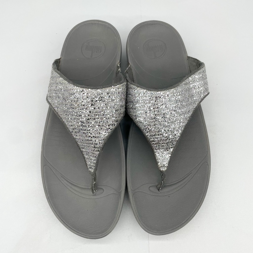 Fitflop Womens 10 Lulu Superglitz Sandals Shoes Thong Flip Flop Wedge Platform